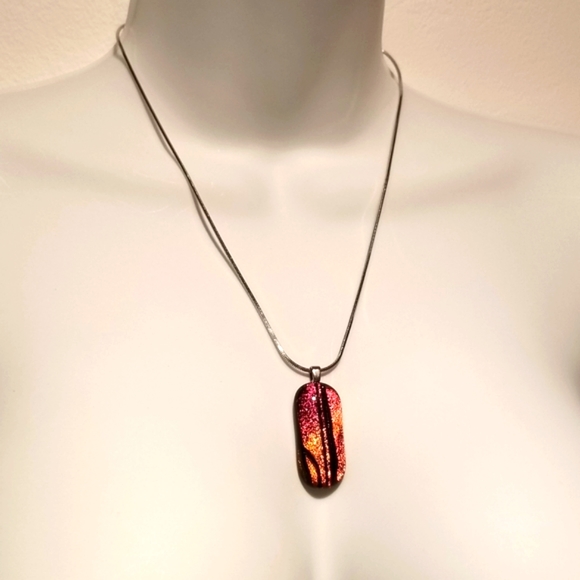 Artisan Jewelry - ARTISAN Hawaii Sunset and Lava resin metallic pendant  1.5" x .6"